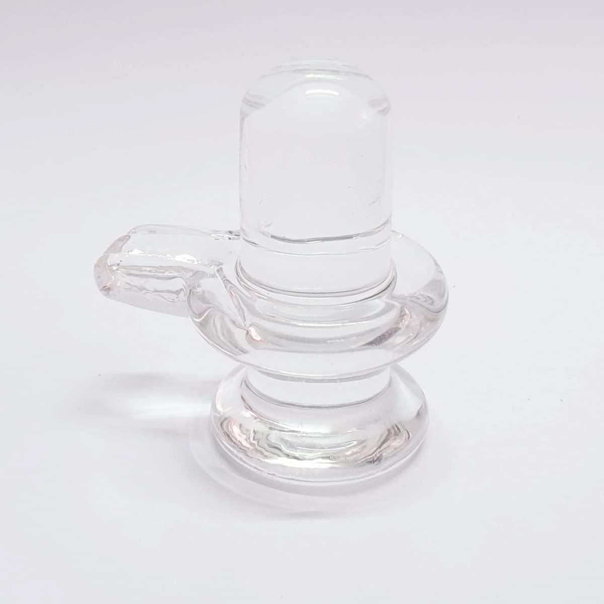 Sphatik Shivling/Big Size for Home Pooja Decorative Show piece - 4 inch, 20gm (Crystal, White)