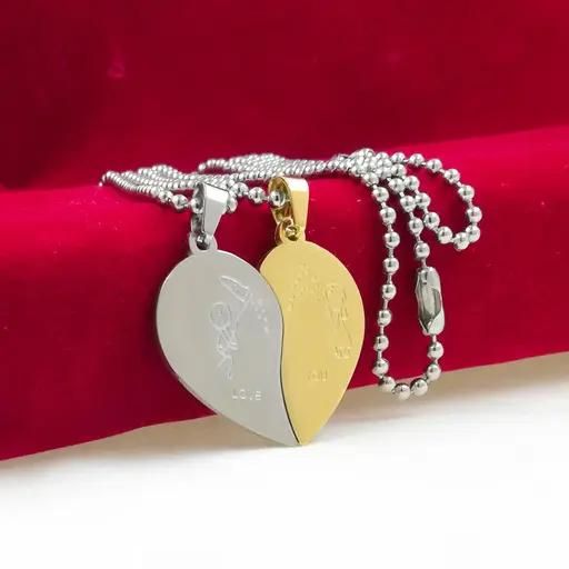 Love You Hearth Shape Pendant with Chain Stainless Steel Pendant for Couple