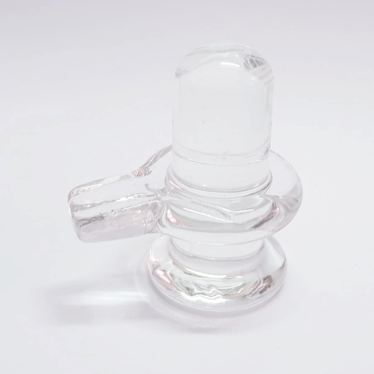 Sphatik Shivling/Big Size for Home Pooja Decorative Show piece - 4 inch, 20gm (Crystal, White)